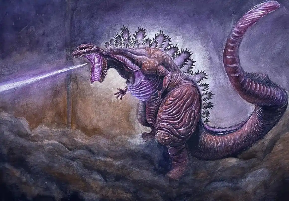 真哥斯拉 #新哥斯拉 #哥斯拉#水彩#绘画  - 抖音