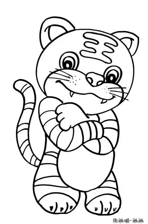 画老虎的侧面简笔画和涂色