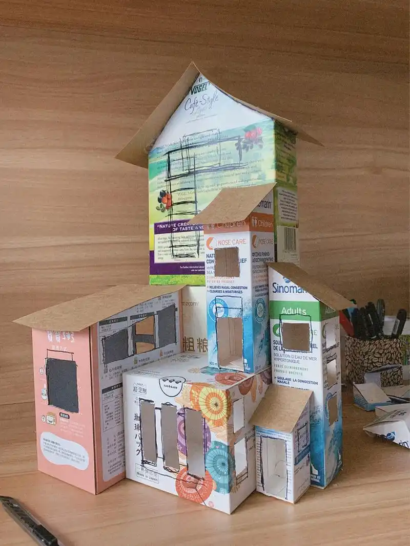 关于纸板房子制作过程 自从在分享了手工小房子,陆续得到了小伙伴的