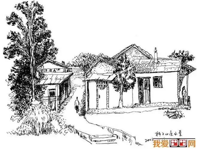 谭巍风景速写作品:狮子山区小景速写