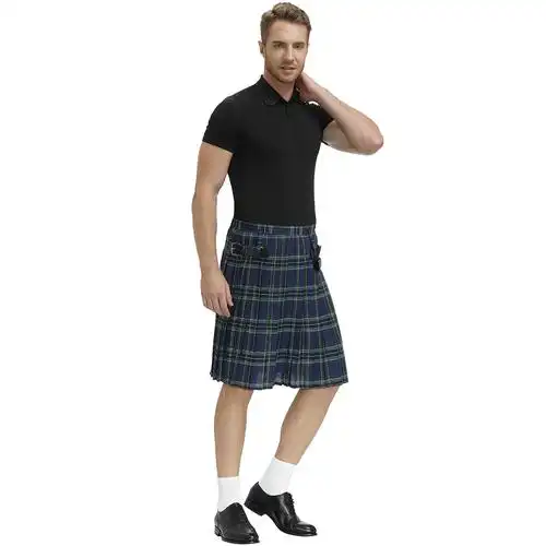 m-xl男士格子裙 苏格兰节日裙男装格纹百褶裙男生裙 舞台表演短裙