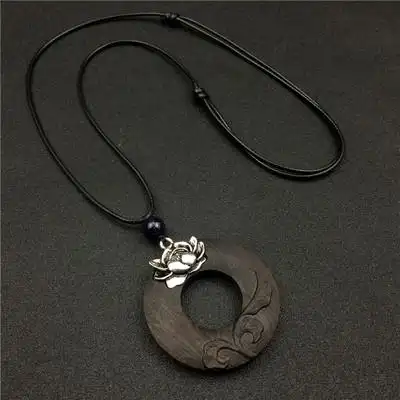 中国风复古文艺a毛衣链女民族项链木头脖子吊坠衣服配饰挂坠百搭