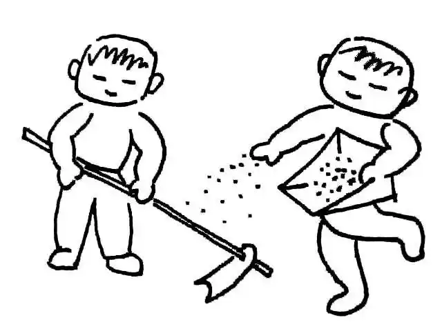 简笔画- 人物简笔画图案大全-我们一起来种地 - 简笔画 - 幼儿园图库