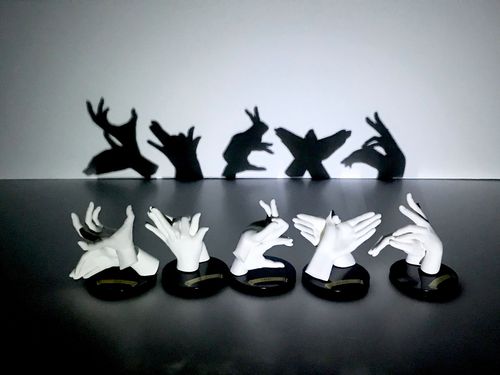 影绘之手 日本万代bandai正版扭蛋创意有趣手影动物摆件