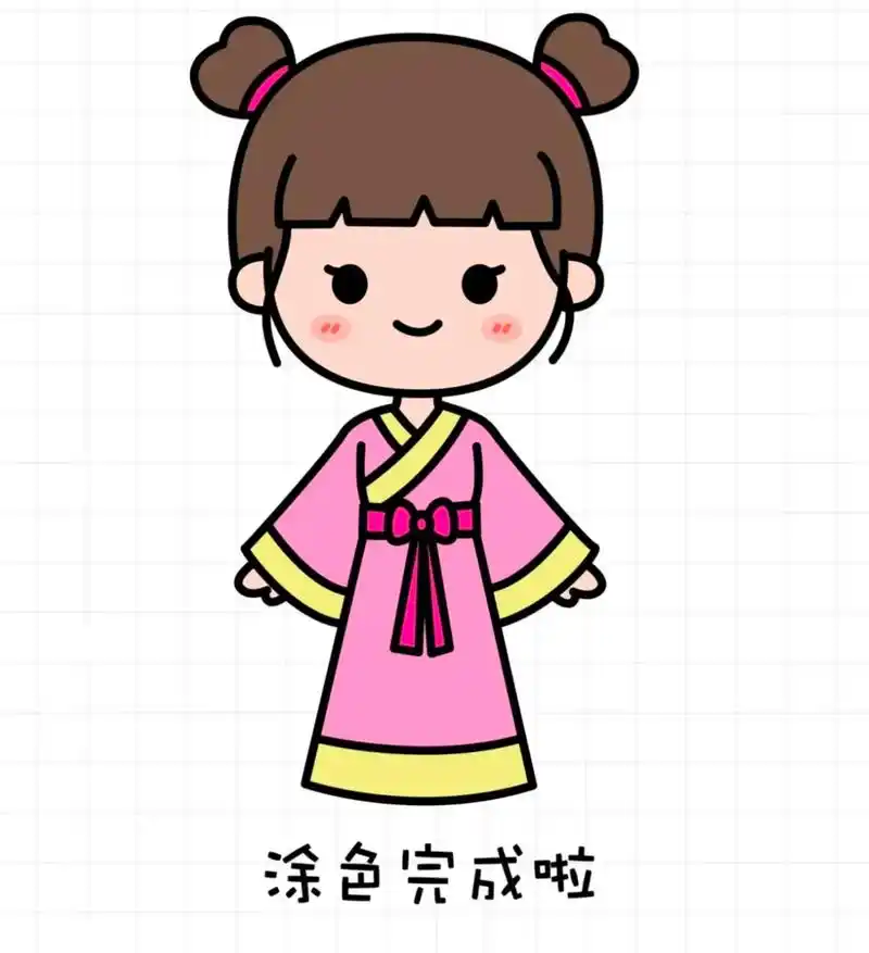 简笔画古装女孩.#儿童简笔画 #跟着抖音学画画 #画个小画 - 抖音