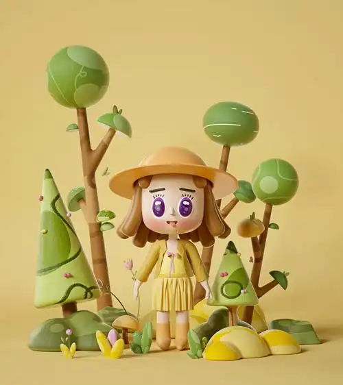 c4d周练作业-卡通人物建模 展uv练习-苦七君