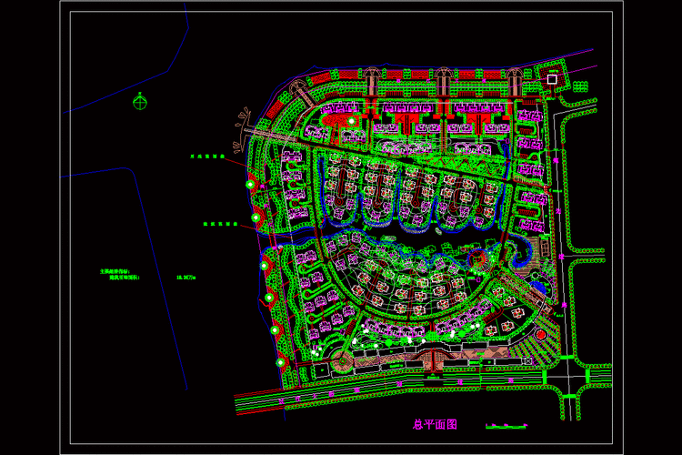 上海某别墅区总图绿地规划设计方案总平面cad图.zip