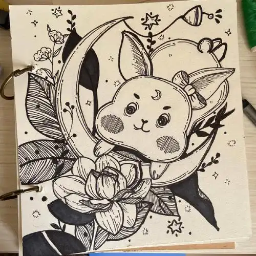 十二生肖小兔子线描画