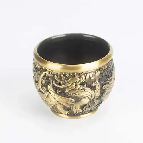 领现金旗舰店全黄铜貔貅缸全铜缸创意烟灰缸桌面缸仿古缸摆件匠帅貔貅