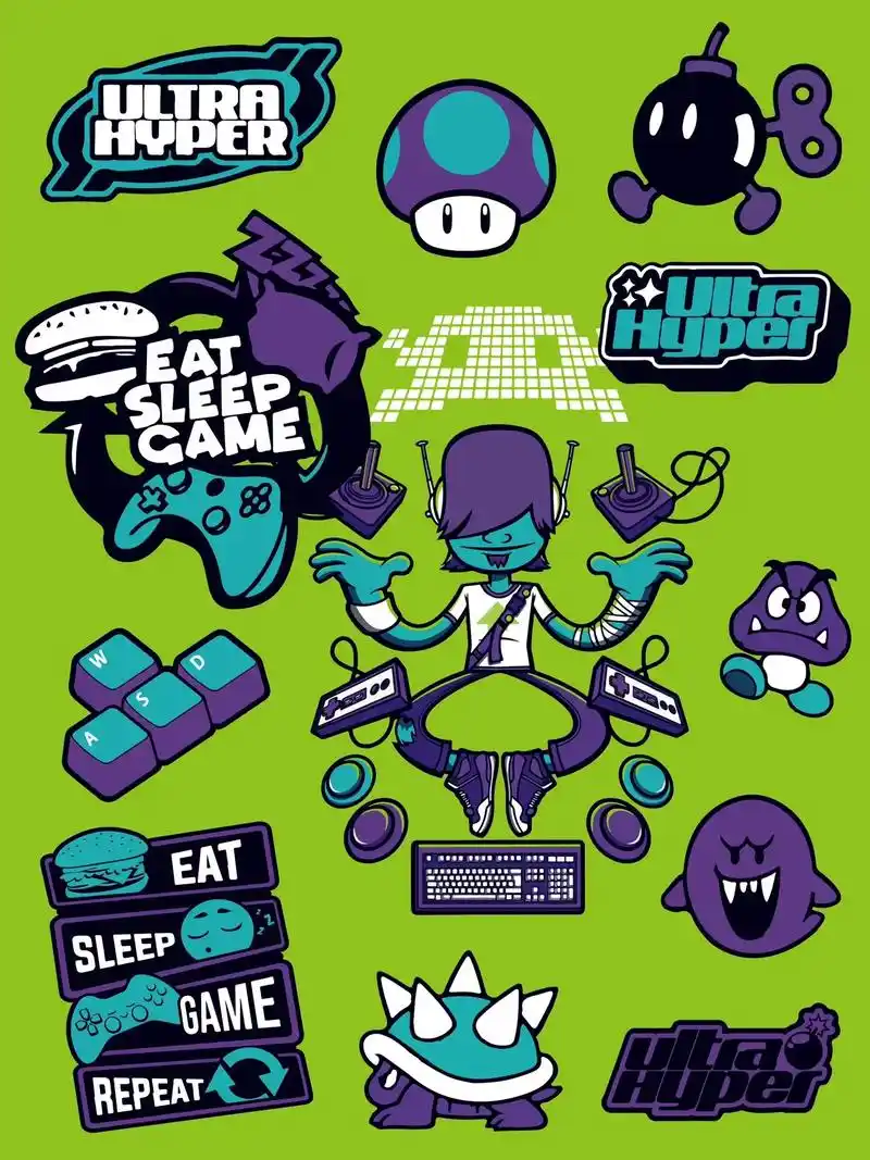 电玩系列潮流插画美式复古街头涂鸦艺术.#涂鸦 #插画 #新锐 - 抖音