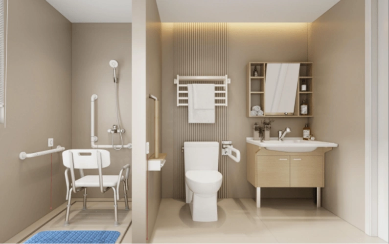 这些适老化改造技巧,让老人起夜,洗澡更安全_卫生间_区域_地面