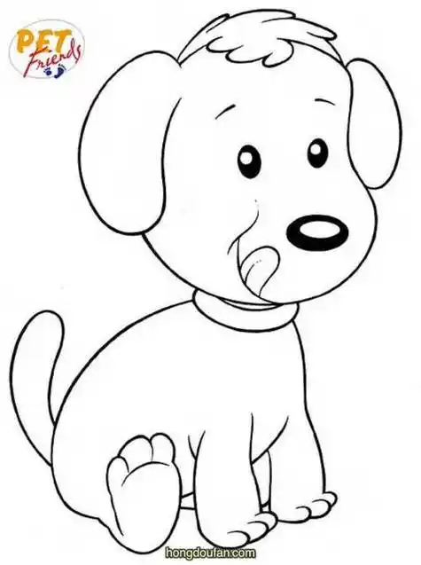 坐在地上吐着舌头的小狗宝宝幼儿简笔画大全