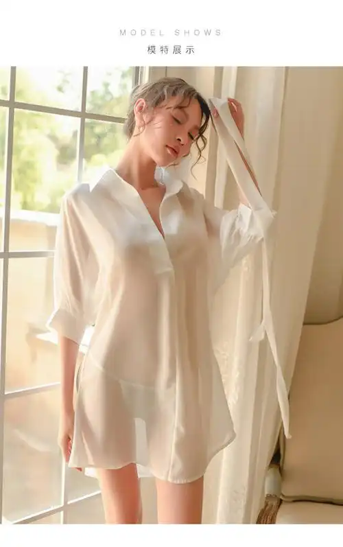 美女内衣透明情趣内衣情趣内衣韩版衬衣透视装透明雪纺性感睡衣女夏季