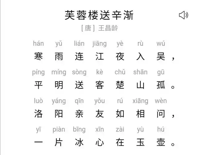 巜芙蓉楼送辛渐 》唐代 王昌龄