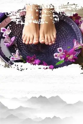 鲜花人物山水古风足浴中医养生海报背景