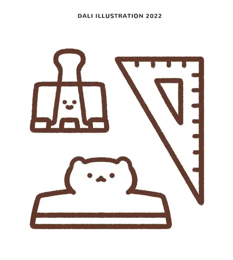 简笔画 | 文具变可爱了392 再更新一组文具组 夹子 | 三角尺