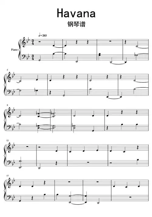 havana钢琴谱