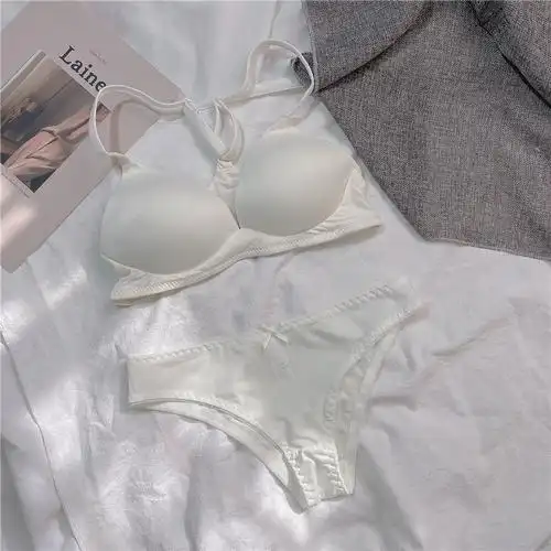 舒适少女白色文胸光面美背内衣上托睡眠胸罩文胸