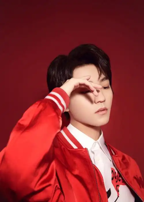 王俊凯元宵晚会造型,红色飞行员夹克,内搭印花白衬衫,俊逸风雅