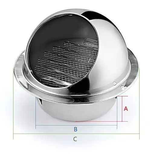honguan304不锈钢风帽外墙平头排气口厨房油烟机出风口档风防雨防风罩