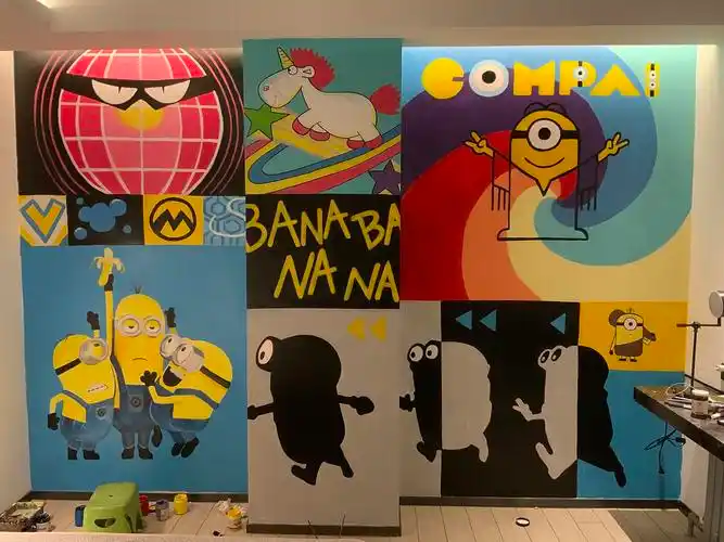 小黄人主题墙绘