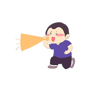 拿着喇叭大喊的卡通小人png