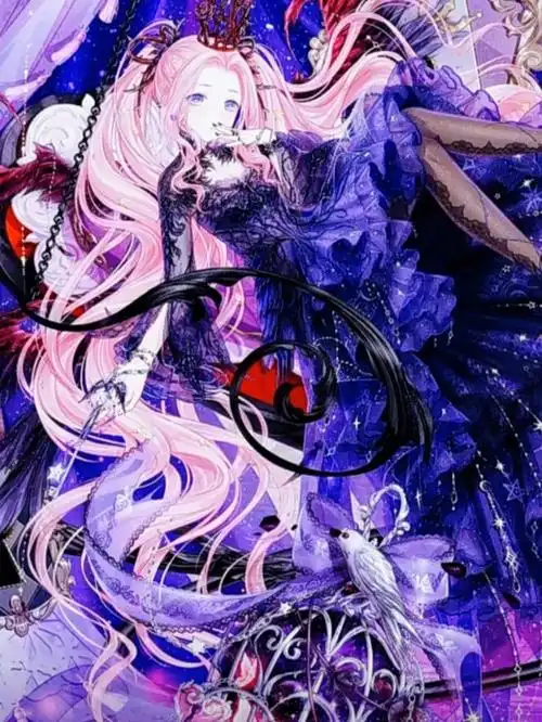 仰望星空的紫色少女