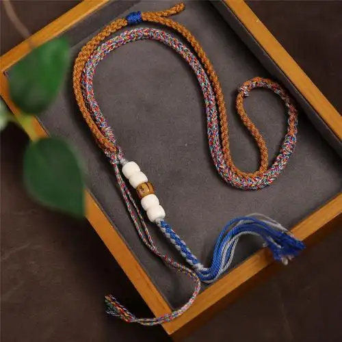 藏式棉绳挂脖吊坠项链绳民族风牛骨唐卡佛牌文玩高货手工配挂绳子