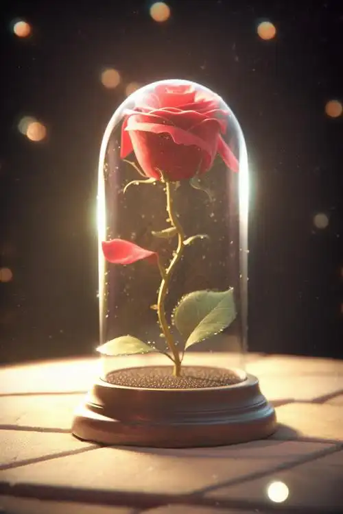 小王子玻璃罩玫瑰花插画