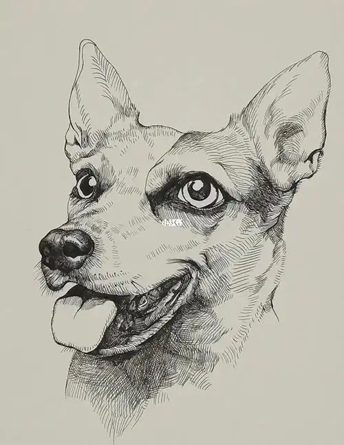钢笔画5昆明犬
