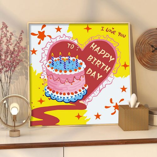 生日蛋糕diy数字油画创意浪漫送男女生礼物高颜值治愈手工绘画画