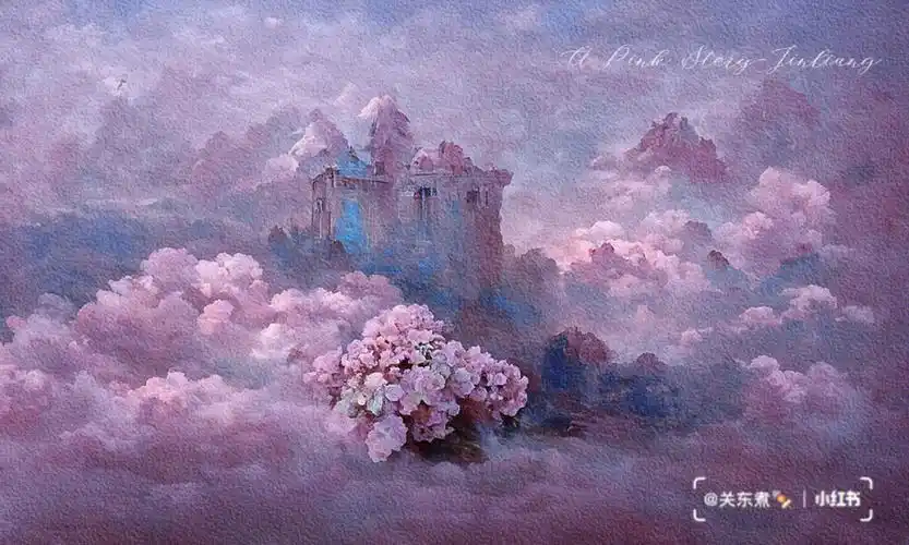 粉色花海中的粉色梦幻城堡