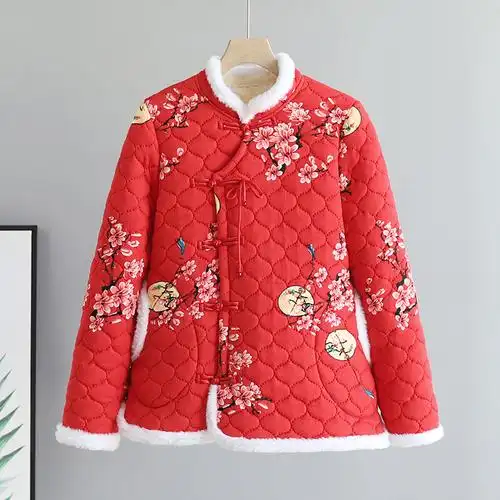 新中式冬装民族风唐装复古棉衣女东北大花棉袄中国风盘扣拜年棉服