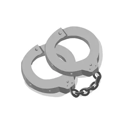 灰色手绘卡通手铐法律法庭法制元素png素材