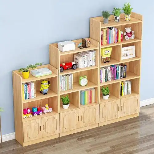 实木书柜带简易木质柜子储物柜收纳松木多功能儿童学生落地书架