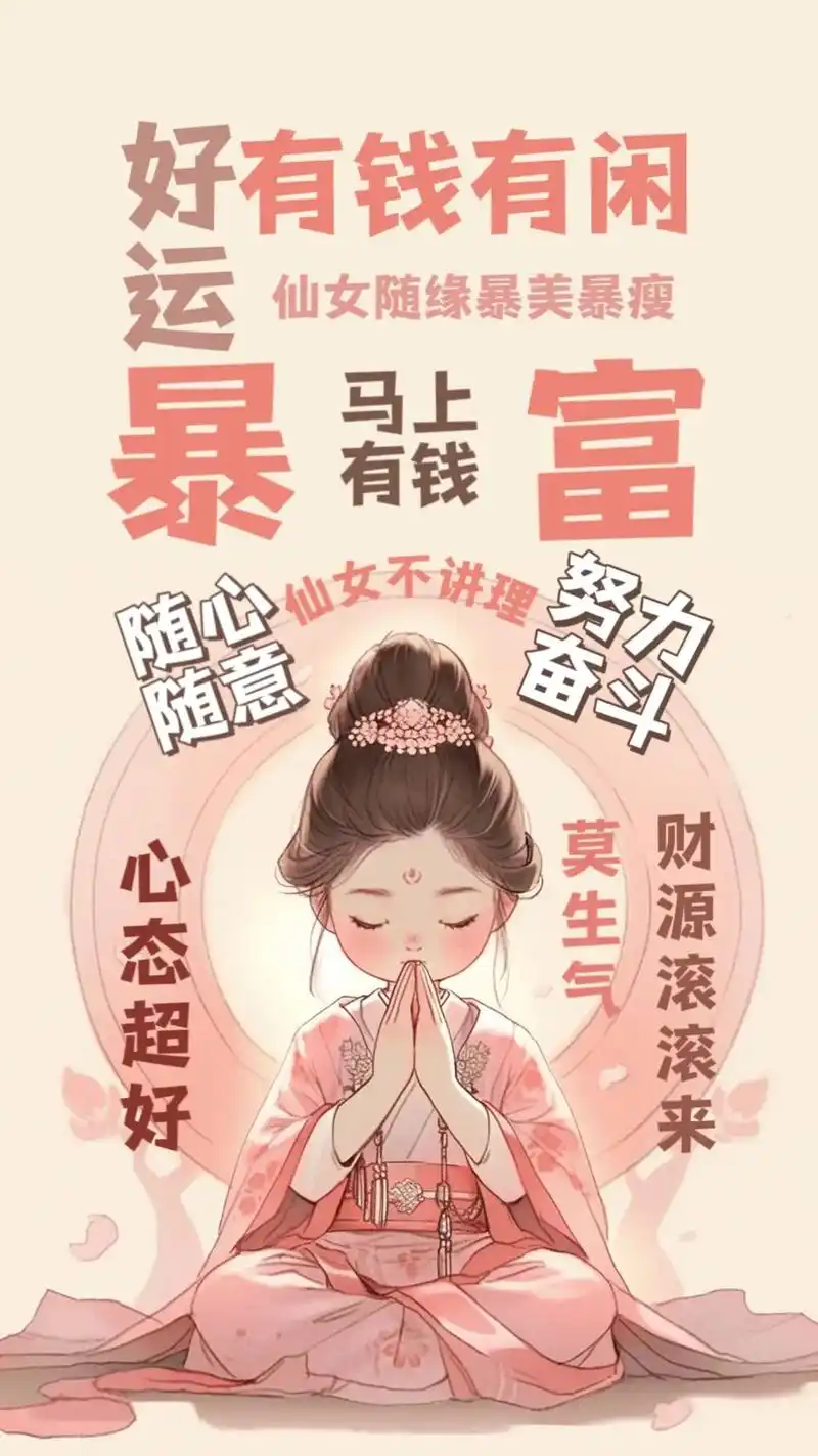 佛系少女锦鲤好运暴富壁纸.#欢迎取图 #屏保该换了系列 #暴 - 抖音