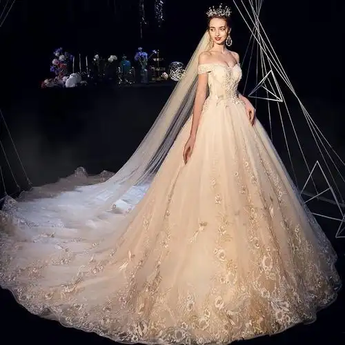 婚纱礼服批发中袖拖尾2020新款韩式高腰大码蕾丝孕妇婚纱图片2021婚纱