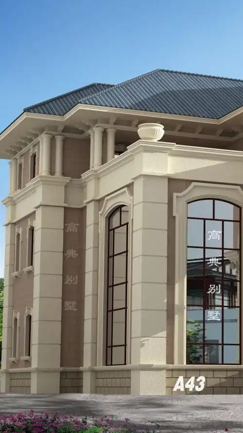 欧式三层别墅,复式设计配门口罗马柱简单大气