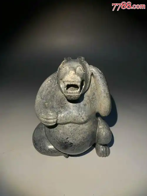 精品老玉雕玉件摆件高古老玉熊