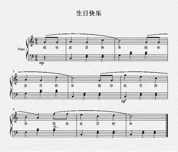 生日快乐的钢琴乐谱_百度知道
