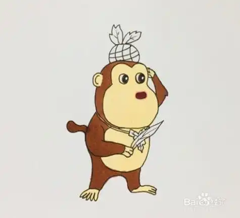 吉吉和毛毛猴子简笔画