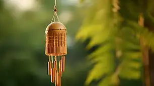 竹子编织物竹编织风铃手工艺品产品摄影