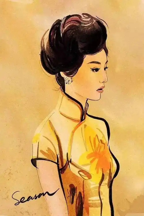 旗袍画,优雅妩媚,风姿绰约_女子_汤唯_女人