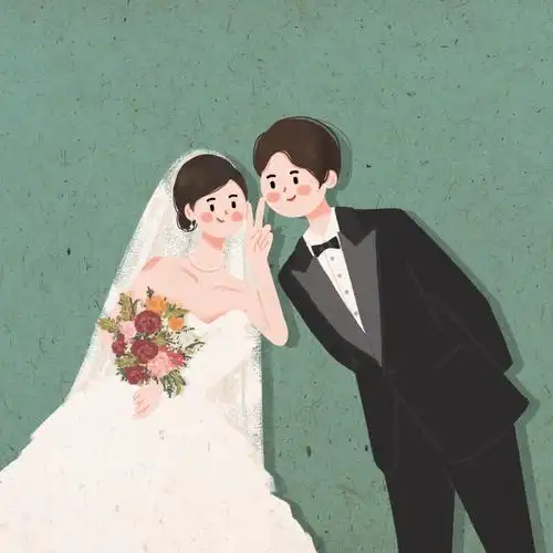 手绘卡通婚纱照婚礼请柬真人漫画diy