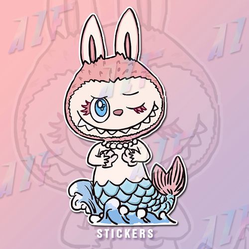 labubu拉布布泡泡玛特摩托车身贴可爱卡通划痕遮挡汽车装饰贴纸