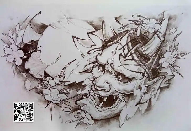 日式满背通体新老传统般若纹身手稿素材