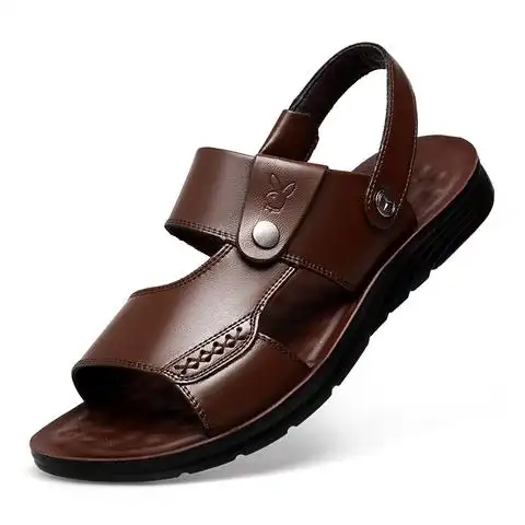 花花公子凉鞋男真皮牛皮2020夏季新款休闲沙滩鞋软底防滑凉拖鞋男