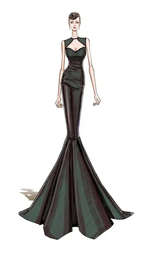 系列时装画《故饰绘》:百年风尚·曼曼民裳(三)