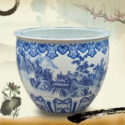 景德镇陶瓷鱼缸养金鱼缸睡莲盆荷花缸碗莲缸乌龟大水缸盆客厅摆件