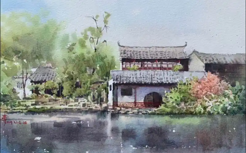 苏州园林水彩画苏州园林水彩画图片